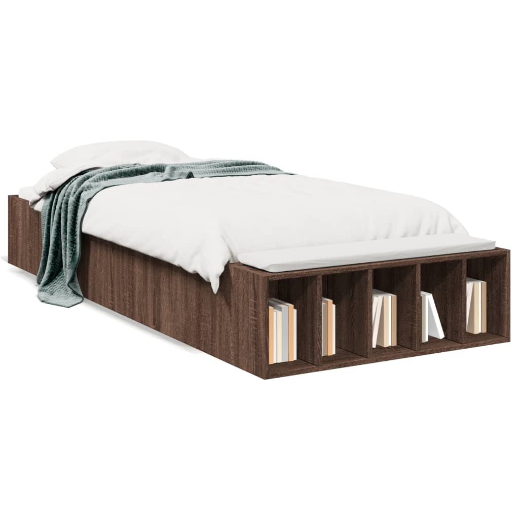 vidaXL Estructura de cama madera de ingeniería marrón roble 100x200 cm