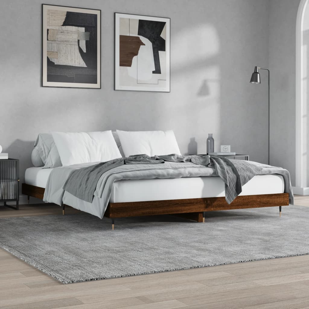 vidaXL Estructura de cama sin colchón madera marrón roble 150x200 cm