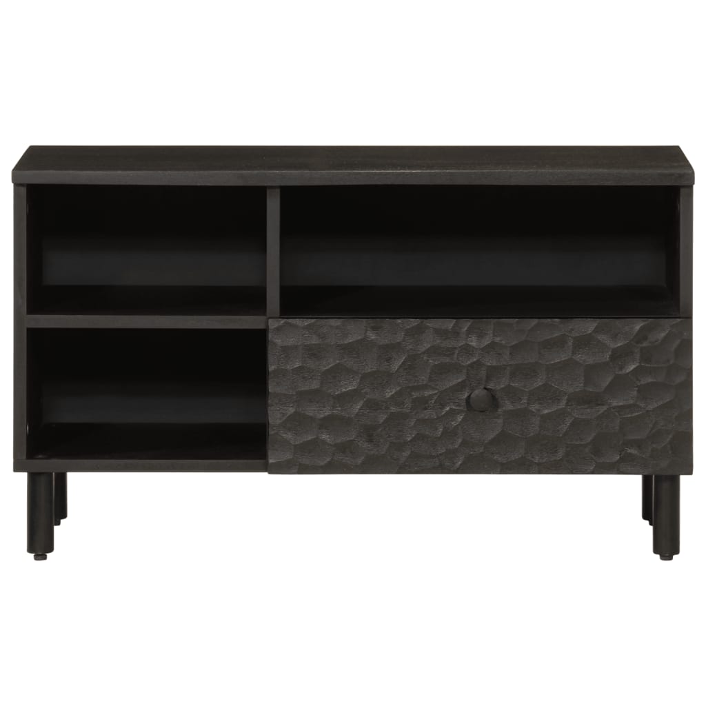 vidaXL Mueble de TV madera maciza de mango negro 80x33x46 cm