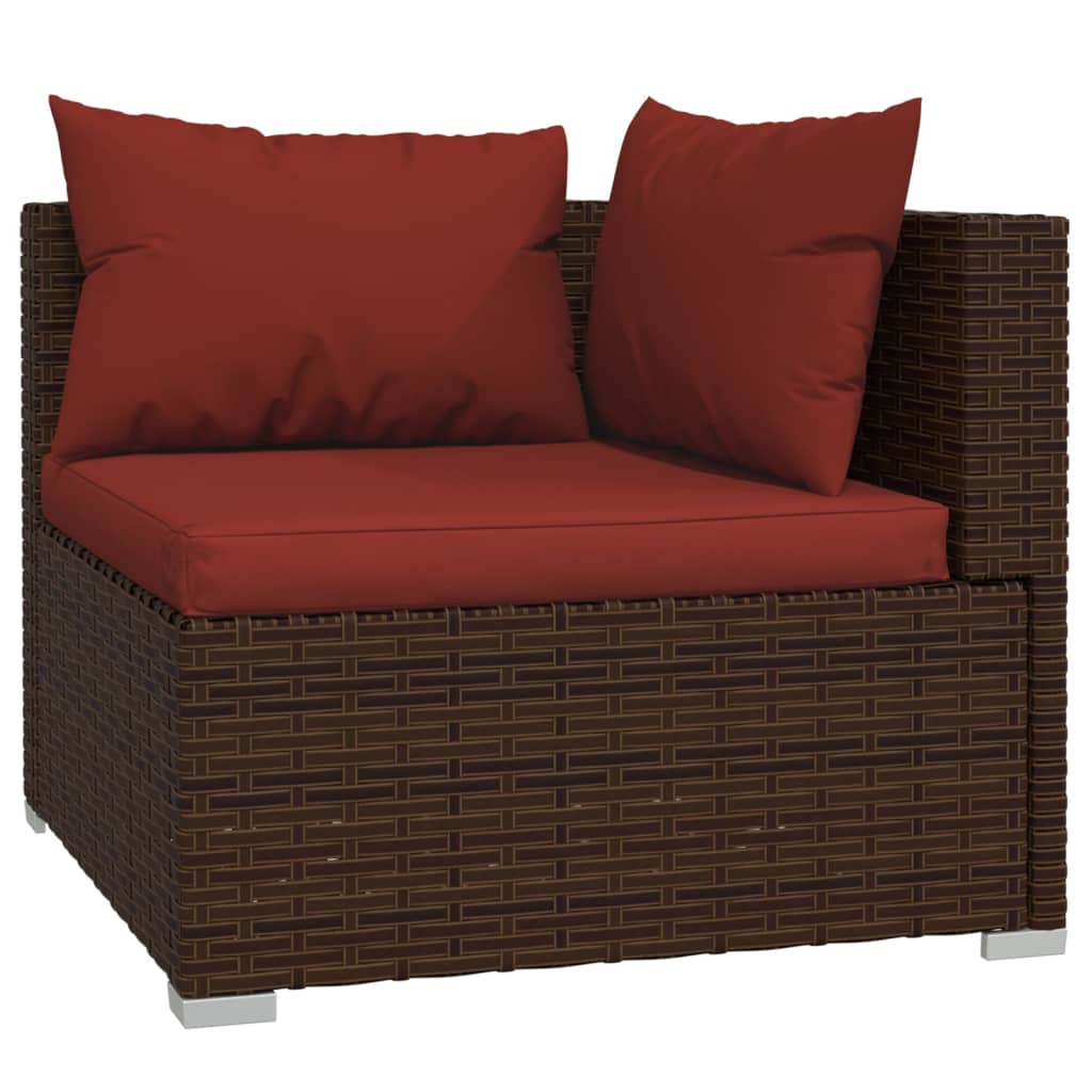 vidaXL Set muebles de jardín 13 piezas cojines ratán sintético marrón