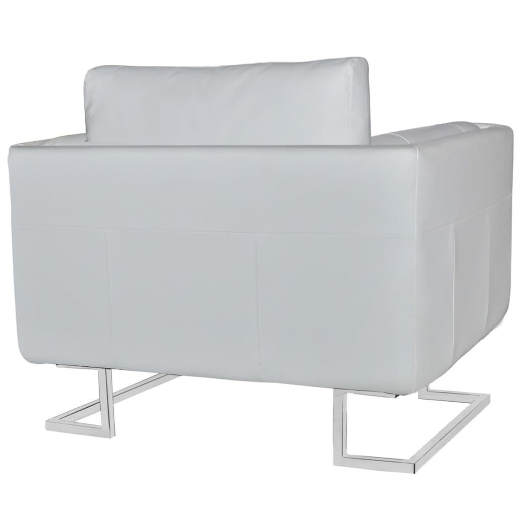 vidaXL Sillón con patas cromadas cuero sintético blanco