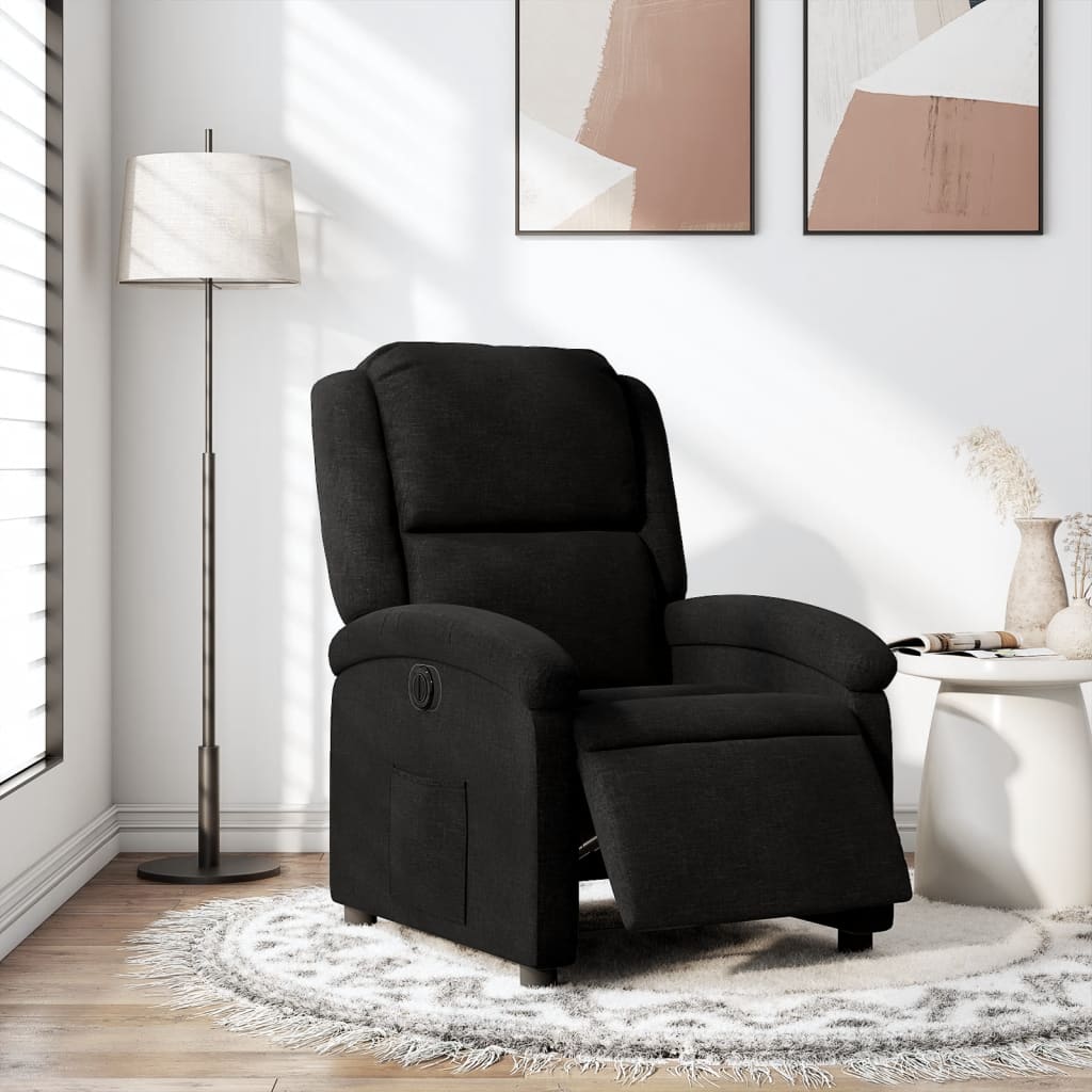 vidaXL Sillón reclinable eléctrico de tela negro