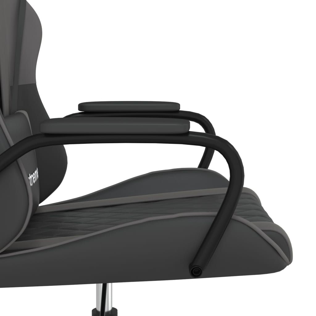 vidaXL Silla gaming cuero sintético negro y gris