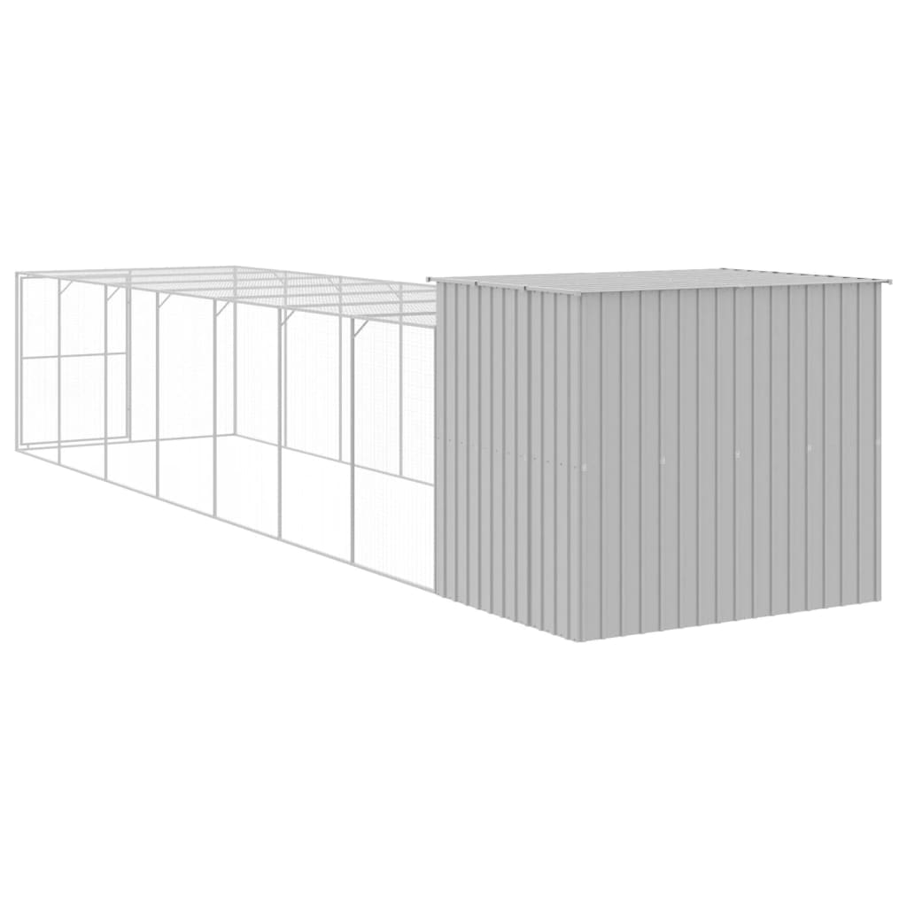 vidaXL Caseta perros corral acero galvanizado gris claro 214x865x181cm