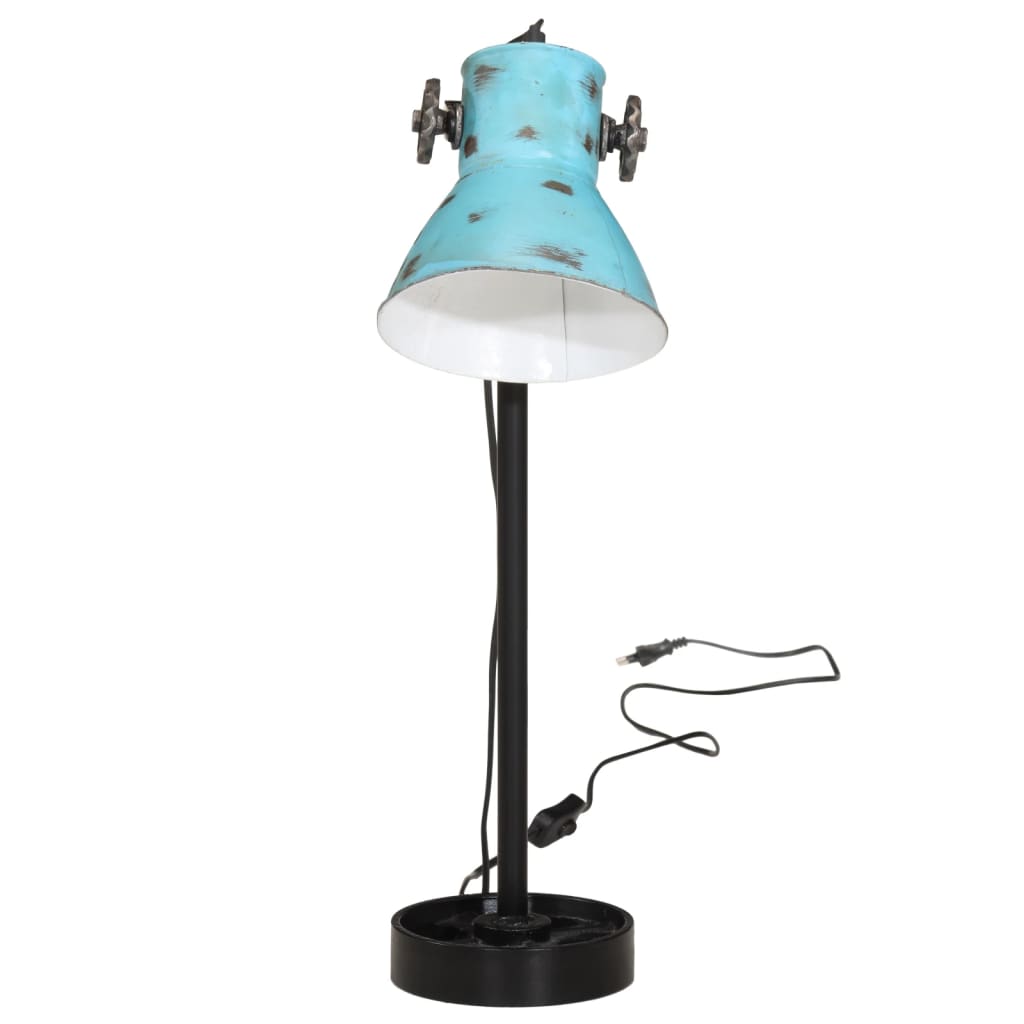 vidaXL Lámpara de escritorio azul desgastado 25 W E27 15x15x55 cm
