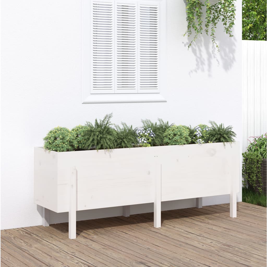 vidaXL Arriate elevado de jardín madera maciza pino blanco 160x50x57cm