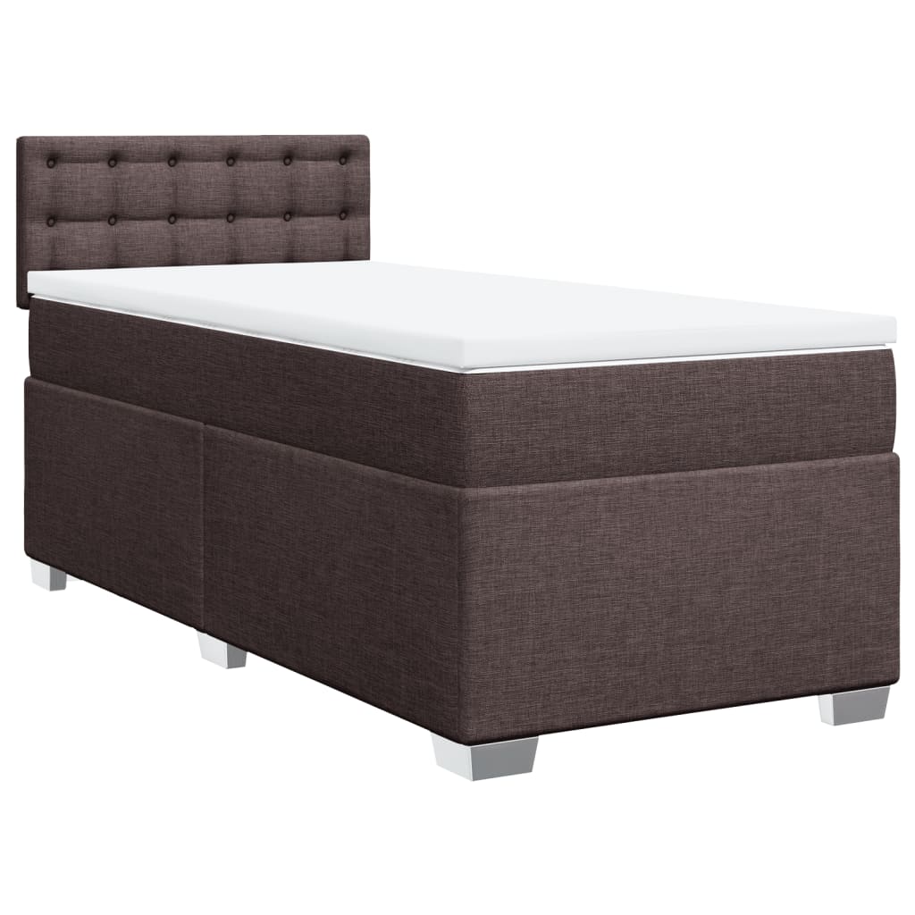 vidaXL Cama box spring con colchón tela marrón oscuro 80x200 cm