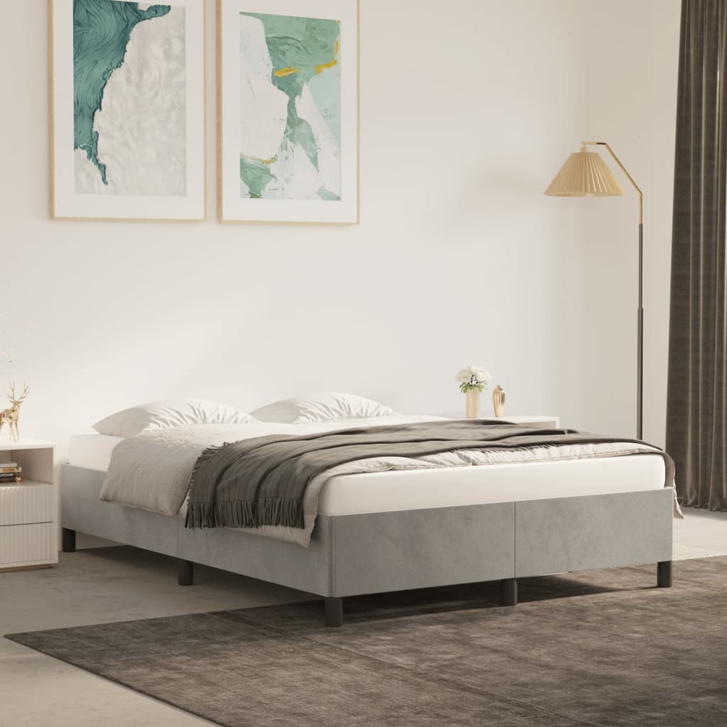 vidaXL Estructura de cama sin colchón terciopelo gris claro 140x190 cm