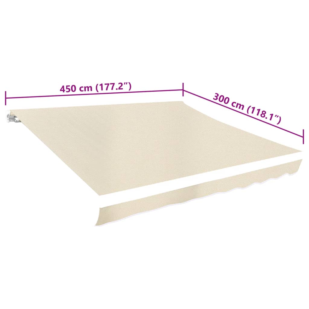 vidaXL Toldo de lona blanco crema 450x300 cm