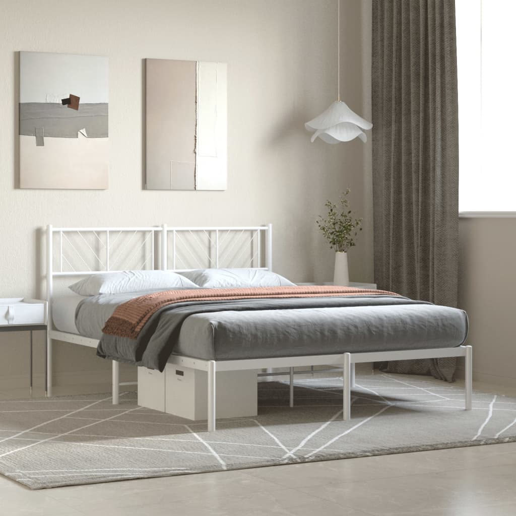 vidaXL Estructura cama sin colchón con cabecero metal blanco 160x200cm