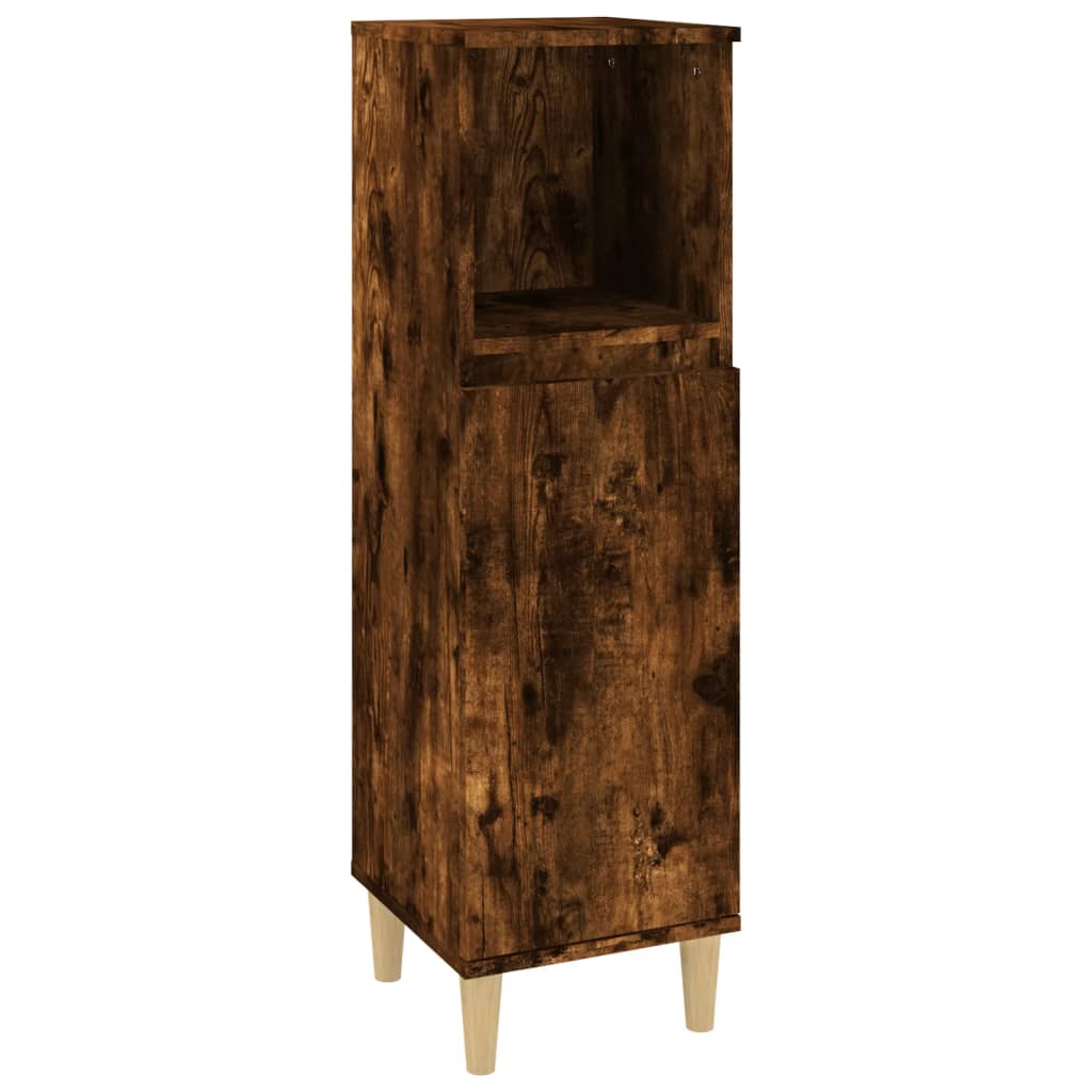 vidaXL Armario de baño madera contrachapada roble ahumado 30x30x100 cm