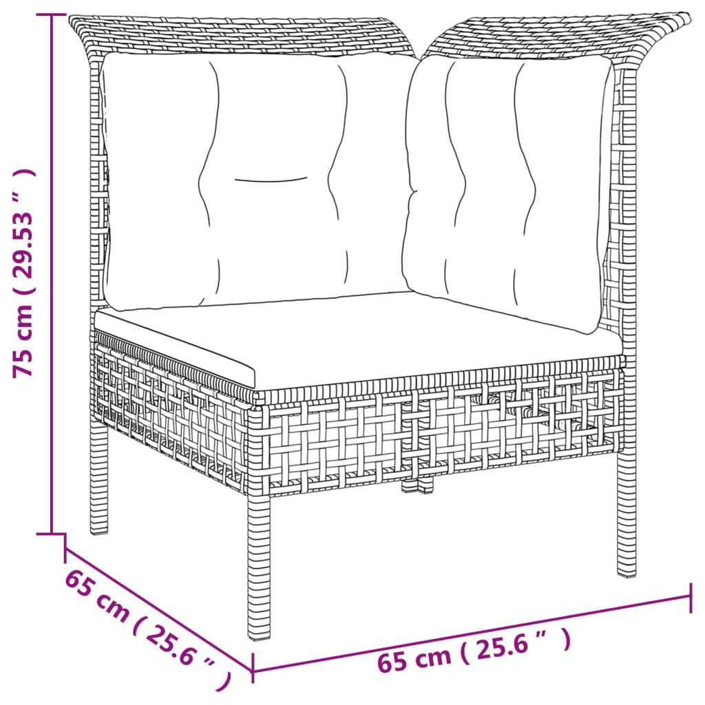 vidaXL Set de muebles de jardín 9 pzas y cojines ratán sintético gris