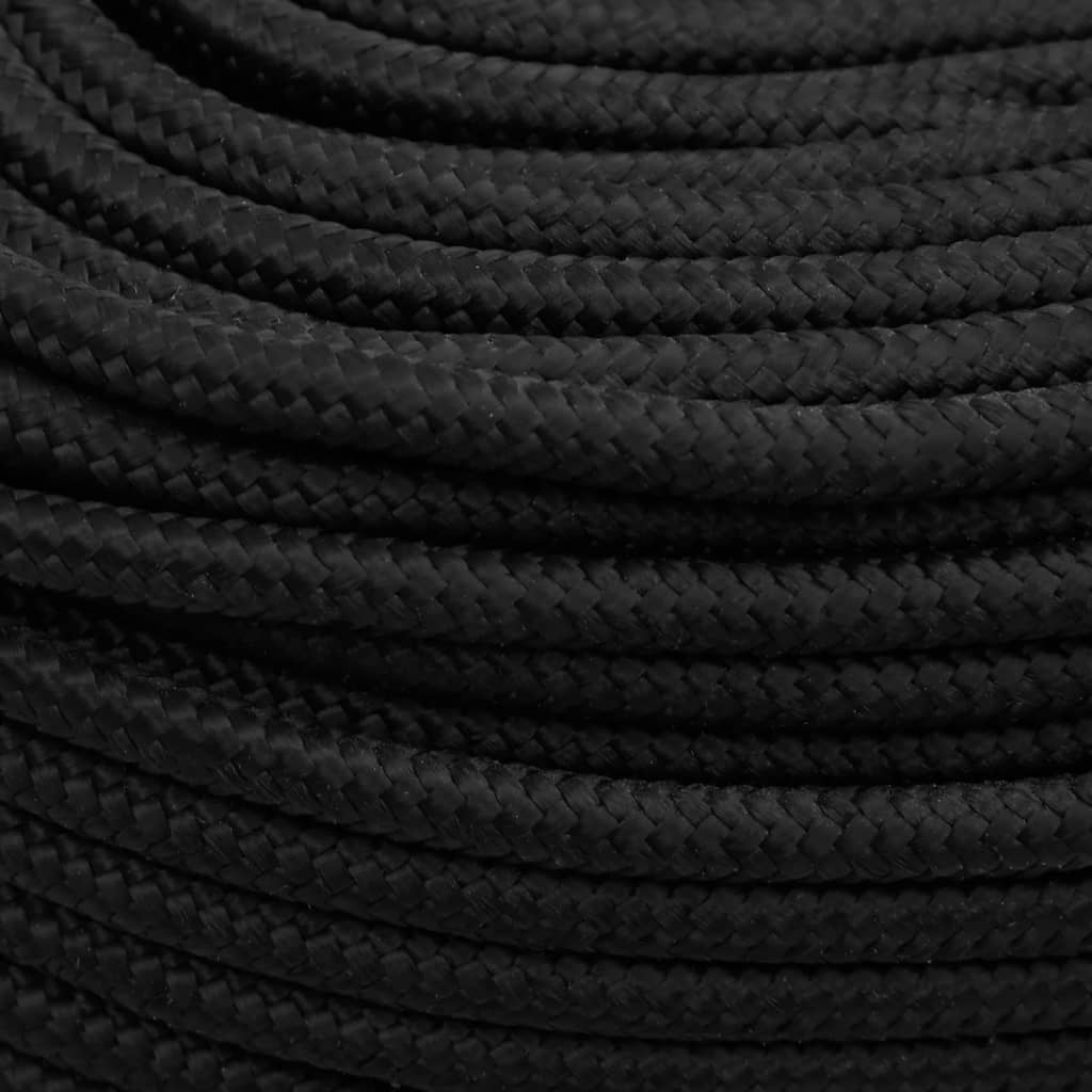 vidaXL Cuerda de barco polipropileno negro intenso 6 mm 50 m