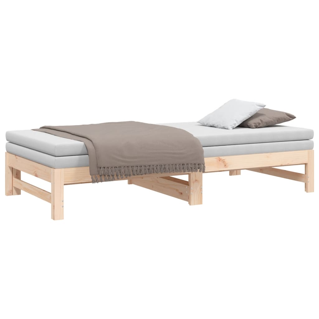 vidaXL Sofá cama extraíble madera maciza de pino 2x(75x190) cm