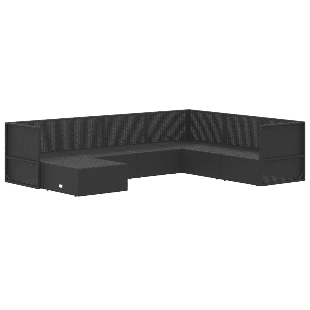 vidaXL Set de muebles de jardín y cojines 7 pzas ratán sintético negro