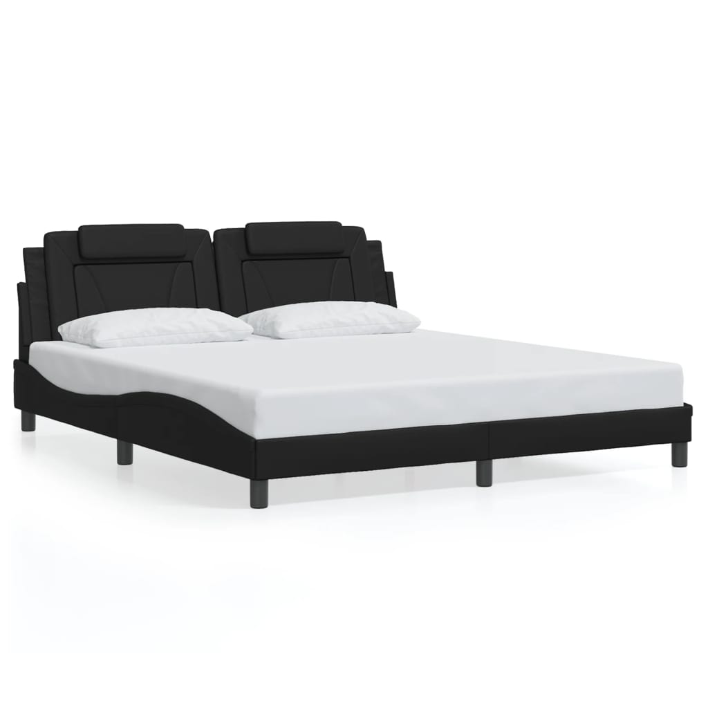 vidaXL Estructura cama LED sin colchón cuero sintético negro 180x200cm