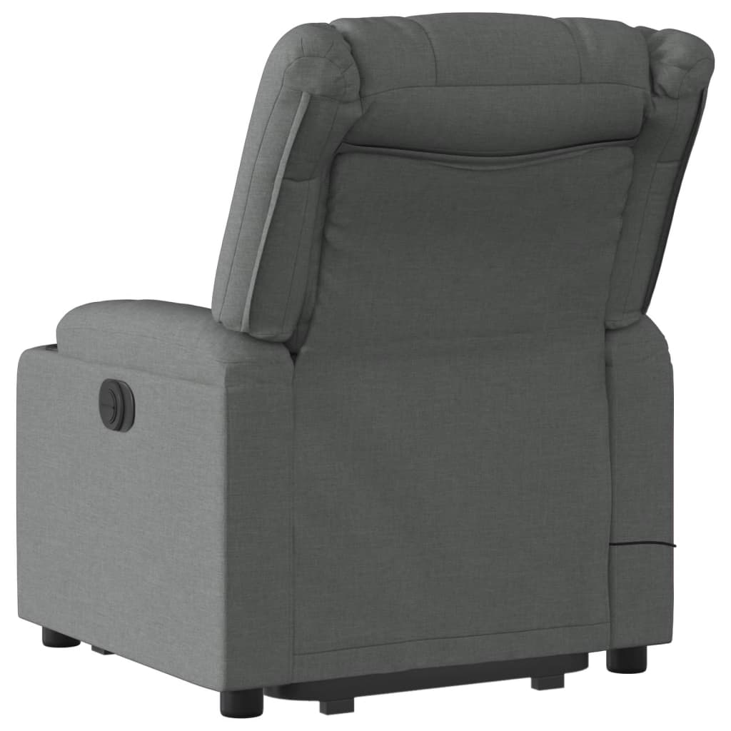 vidaXL Sillón de masaje eléctrico reclinable elevable tela gris oscuro