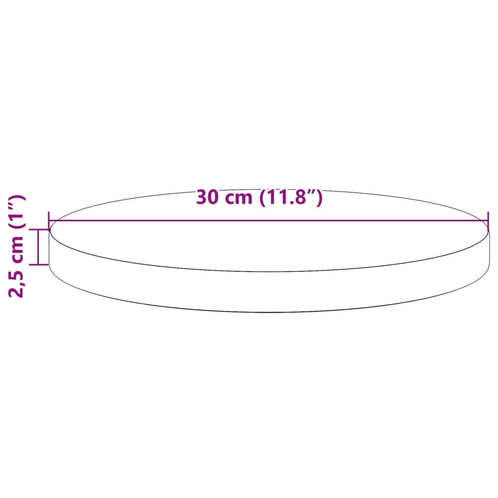 vidaXL Tablero de mesa redondo madera maciza de pino marrón Ø30x2,5 cm