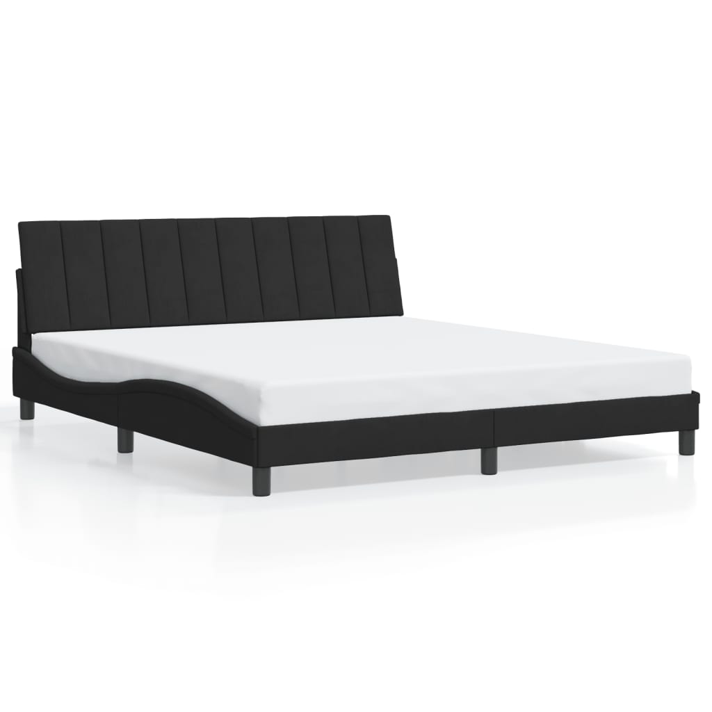 vidaXL Estructura de cama con cabecero de terciopelo negro 180x200 cm