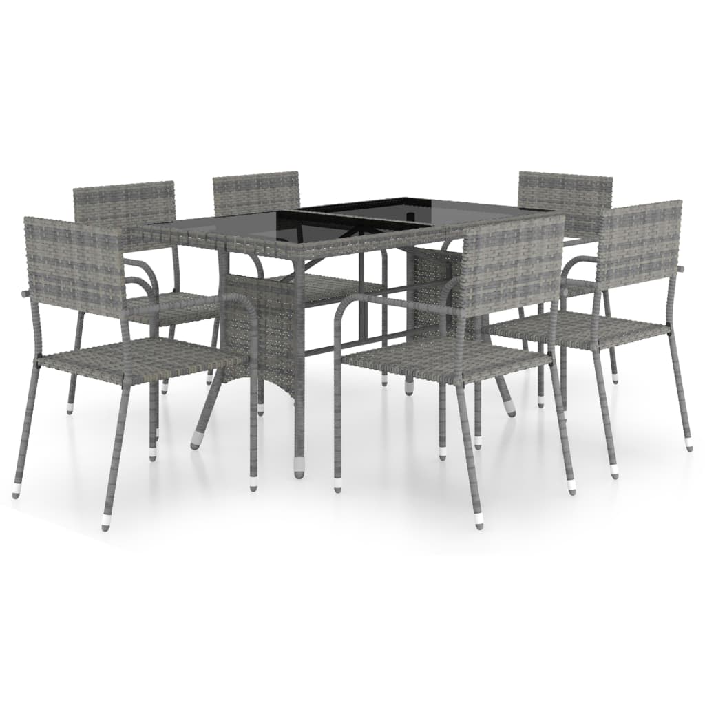 vidaXL Set comedor jardín 7 pzas ratán sintético gris antracita y gris