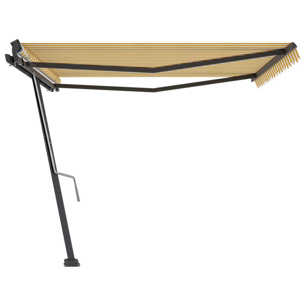 vidaXL Toldo de pie retráctil manual amarillo y blanco 400x300 cm