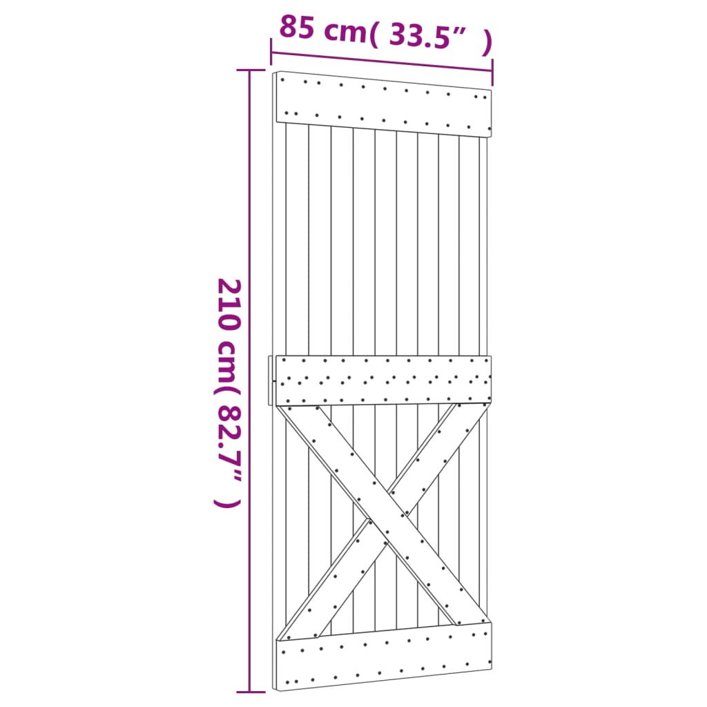 vidaXL Puerta corredera con herrajes madera maciza de pino 85x210 cm