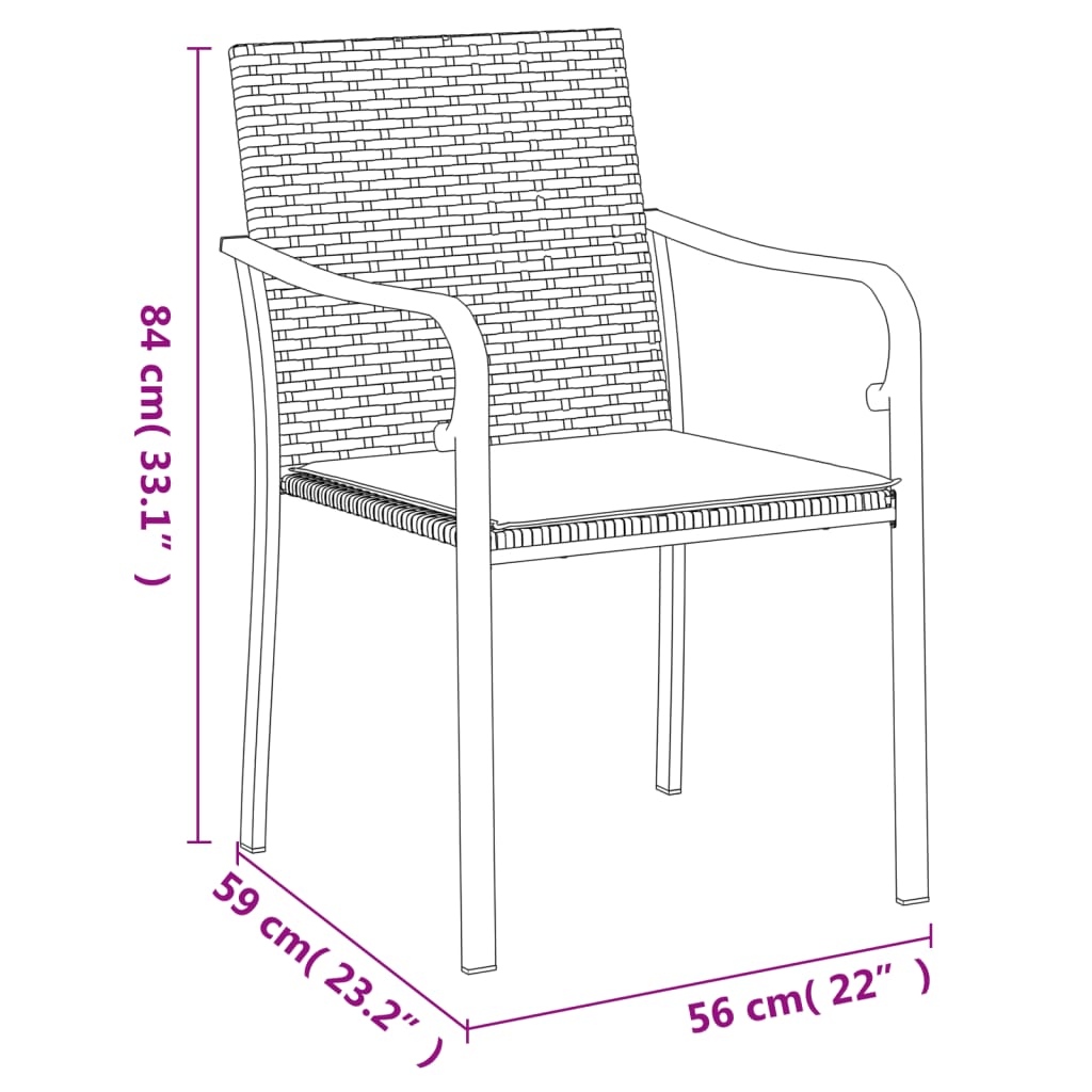 vidaXL Juego comedor jardín 7 piezas y cojines ratán sintético y acero