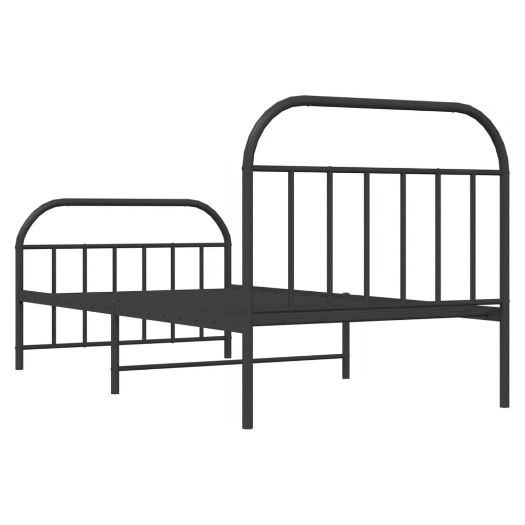 vidaXL Estructura cama sin colchón con estribo metal negro 100x200 cm