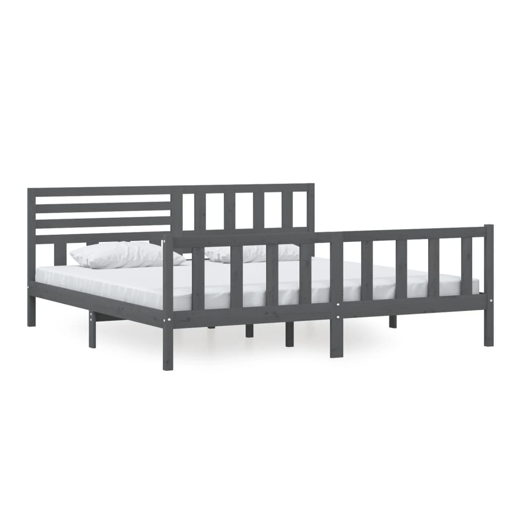 vidaXL Estructura de cama de madera maciza gris 200x200 cm