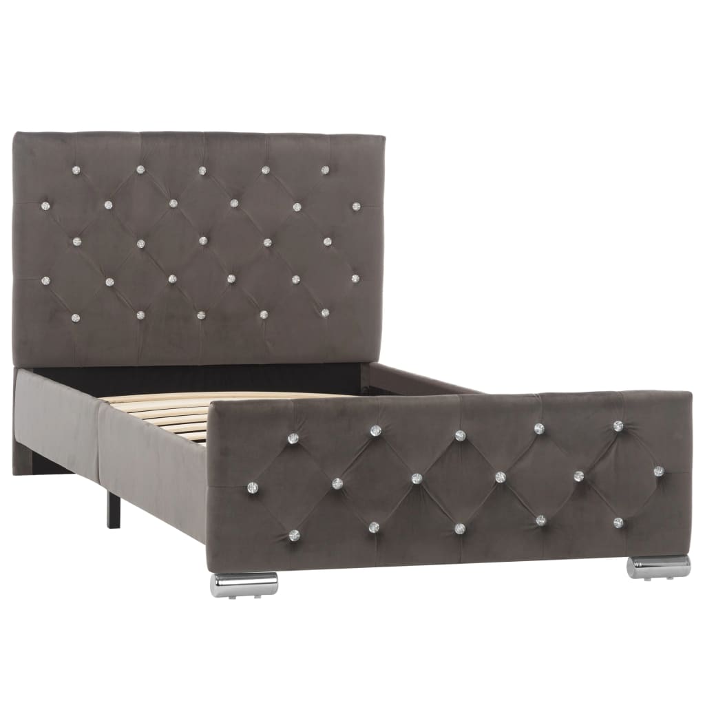 vidaXL Estructura de cama sin colchón terciopelo gris 90x200 cm