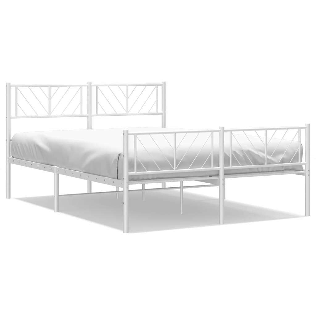 vidaXL Estructura cama sin colchón con estribo metal blanco 135x190 cm