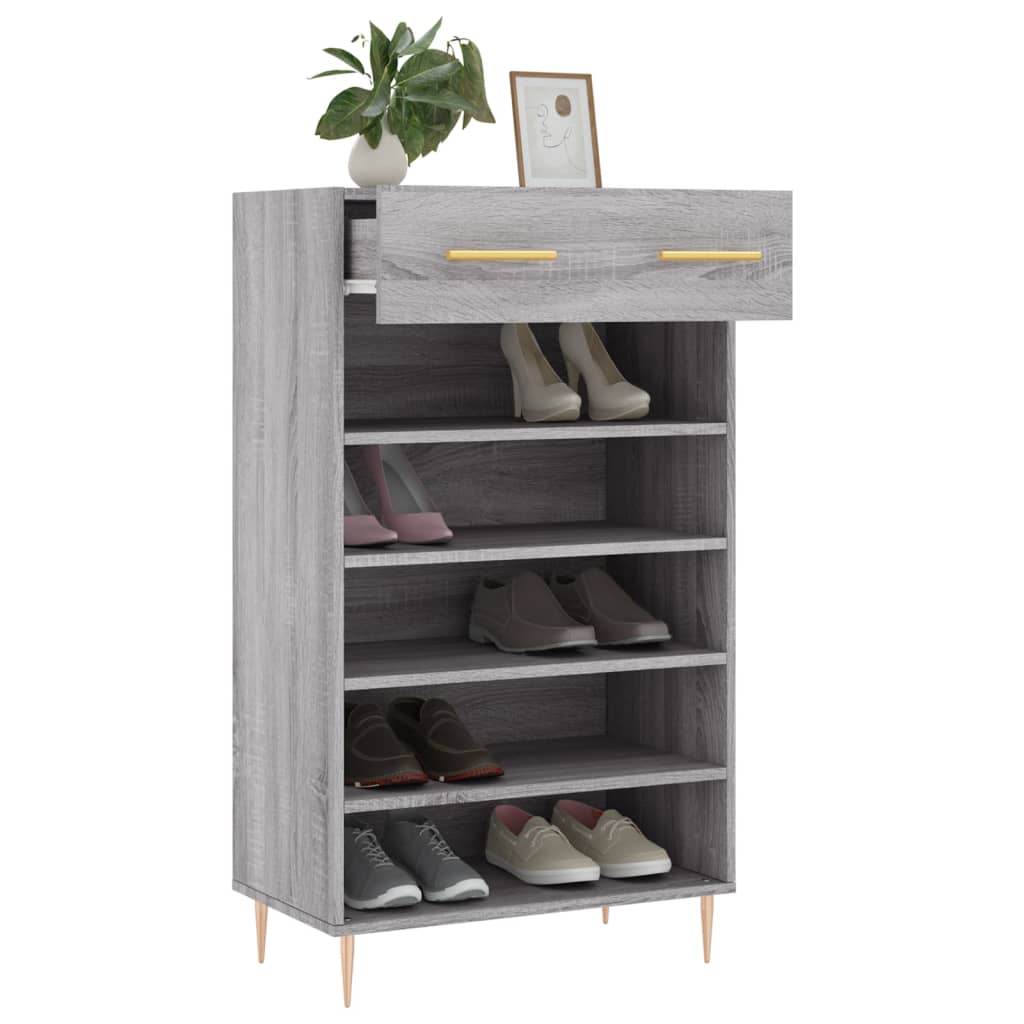 vidaXL Zapatero madera de ingeniería gris Sonoma 60x35x105 cm