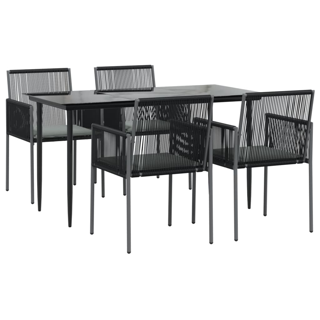 vidaXL Set comedor jardín 5 pzas y cojines acero ratán sintético negro