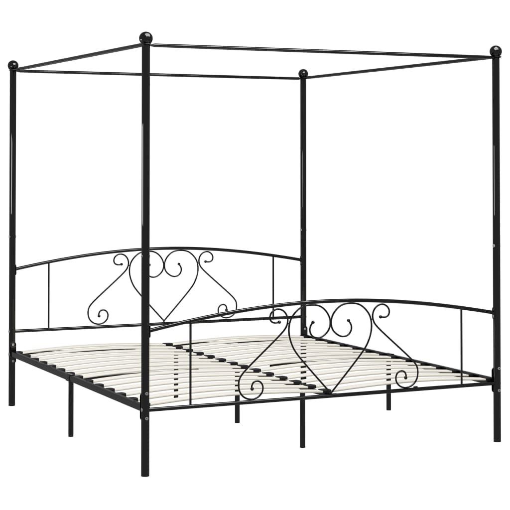 vidaXL Estructura cama con dosel sin colchón metal negro 180x200 cm