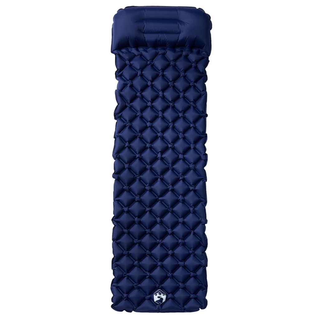 vidaXL Colchón de camping inflable con almohada 1 persona azul marino