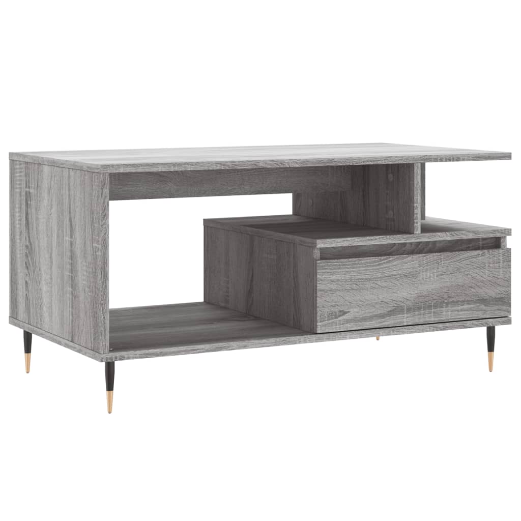 vidaXL Mesa de centro madera contrachapada gris Sonoma 90x49x45 cm