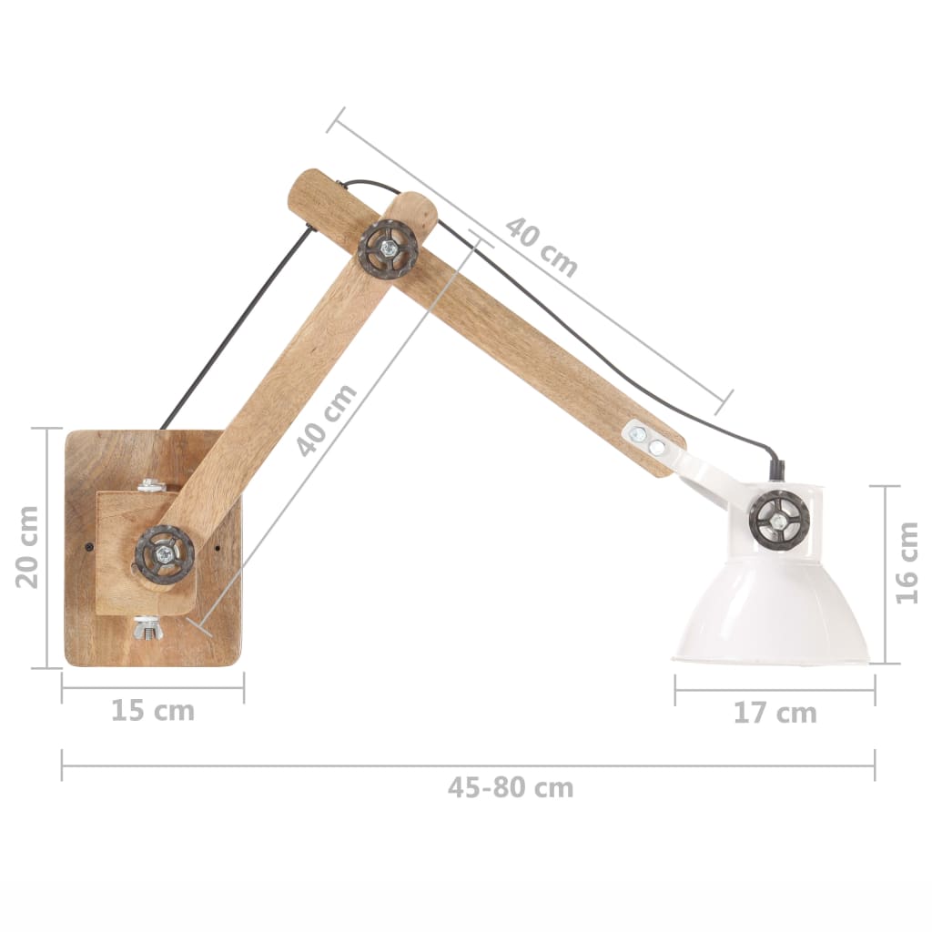 vidaXL Lámpara de pared redonda estilo industrial blanca E27