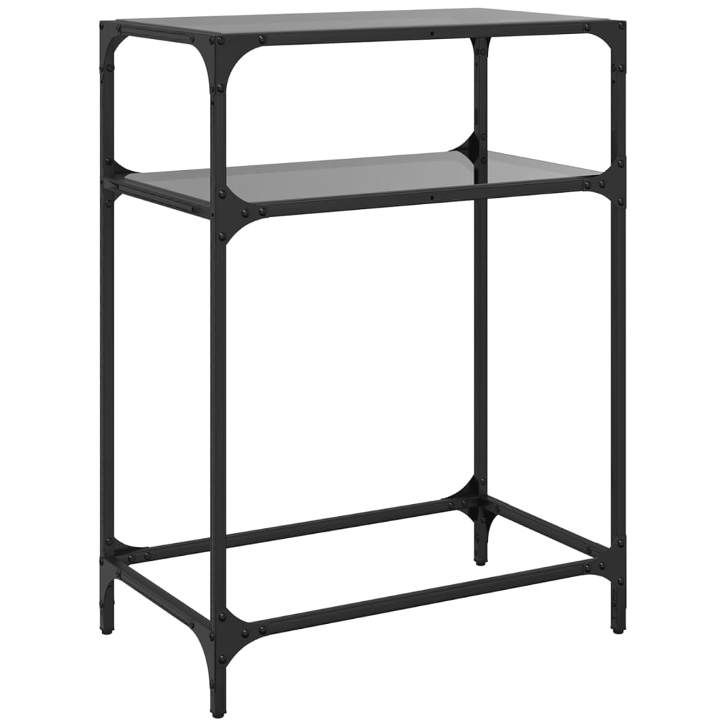 vidaXL Mesa consola con superficie de vidrio negro acero 60x35x81 cm