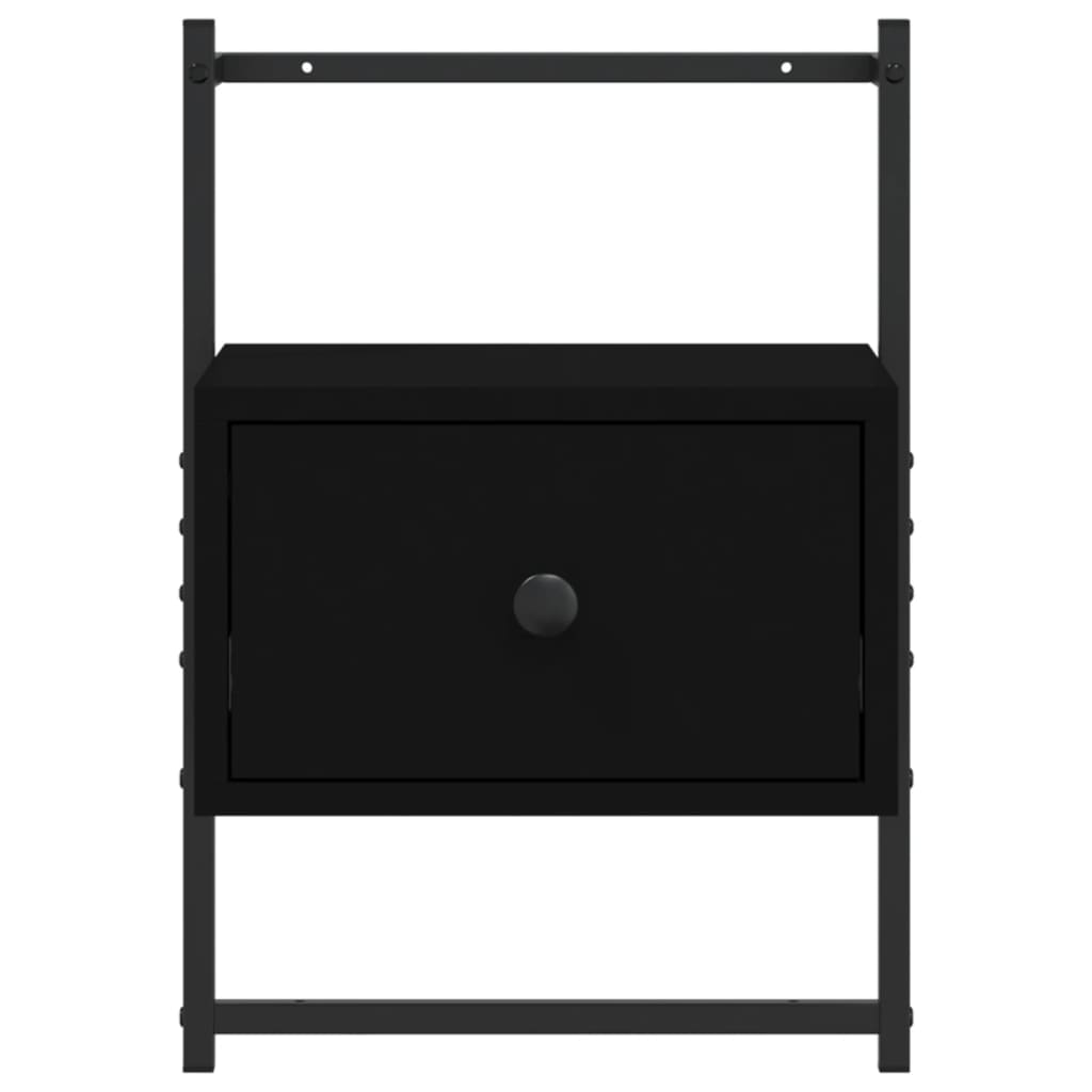 vidaXL Mesitas de noche de pared 2 unidades negro 35x30x51 cm