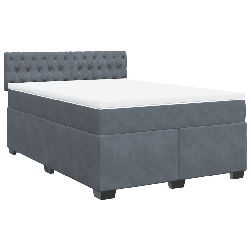 vidaXL Cama box spring con colchón terciopelo gris oscuro 140x200 cm