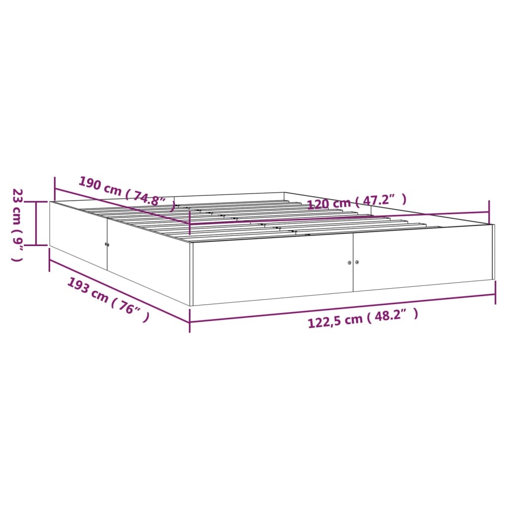 vidaXL Estructura de cama doble pequeña madera maciza blanca 120x190cm