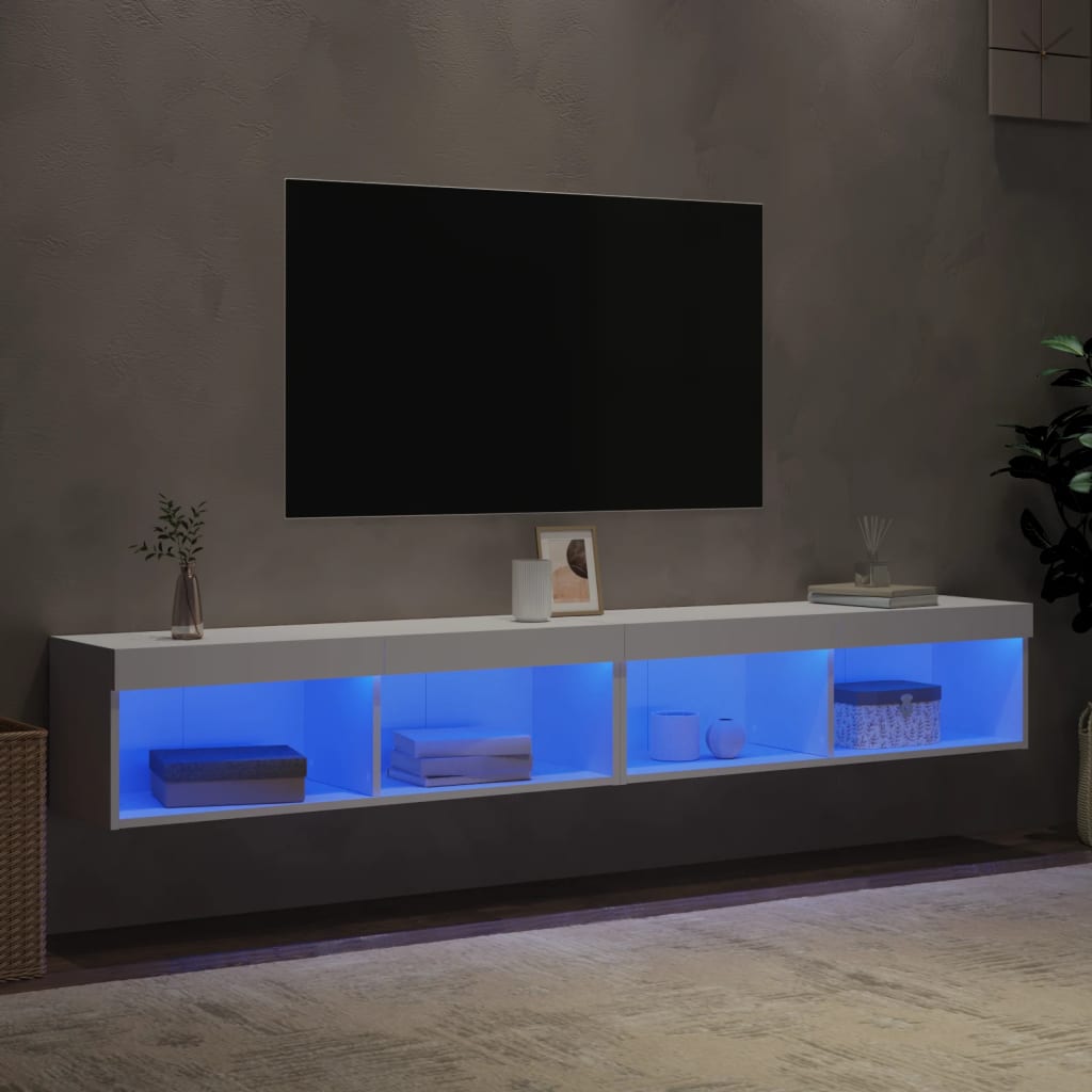 vidaXL Muebles de TV con luces LED 2 uds blanco 100x30x30 cm