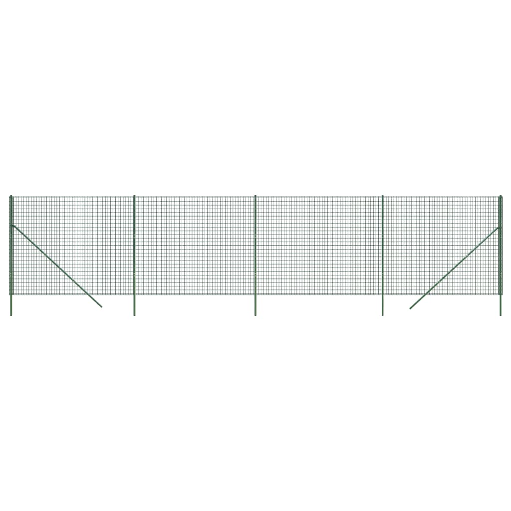 vidaXL Cerca de alambre de acero galvanizado verde 2x10 m