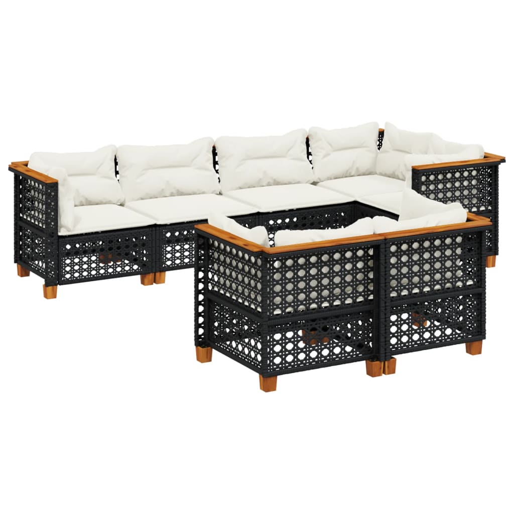 vidaXL Set de sofás de jardín 7 pzas con cojines ratán sintético negro