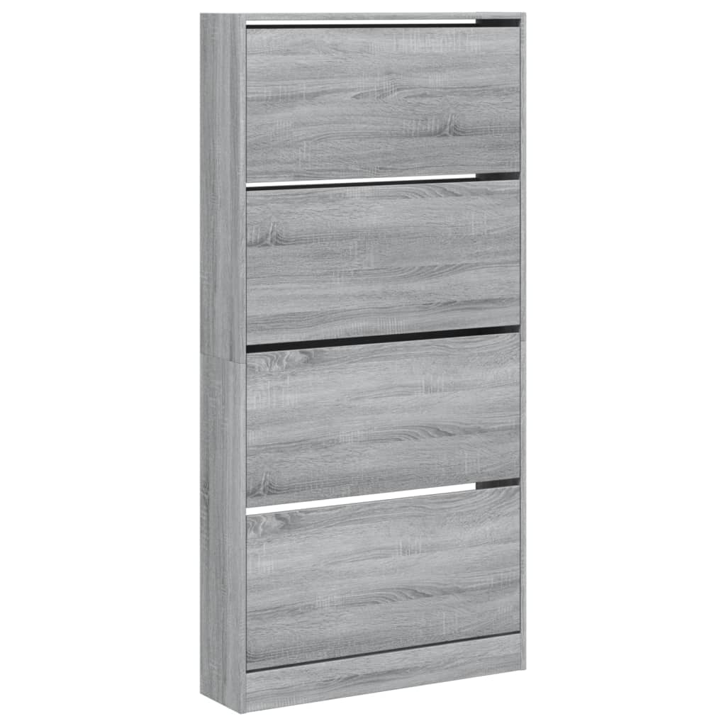 vidaXL Mueble zapatero 4 cajones abatibles gris Sonoma 80x21x163,5 cm