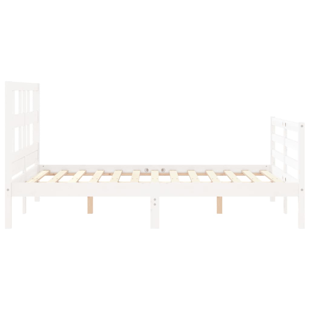 vidaXL Estructura de cama con cabecero madera maciza blanco 120x200 cm