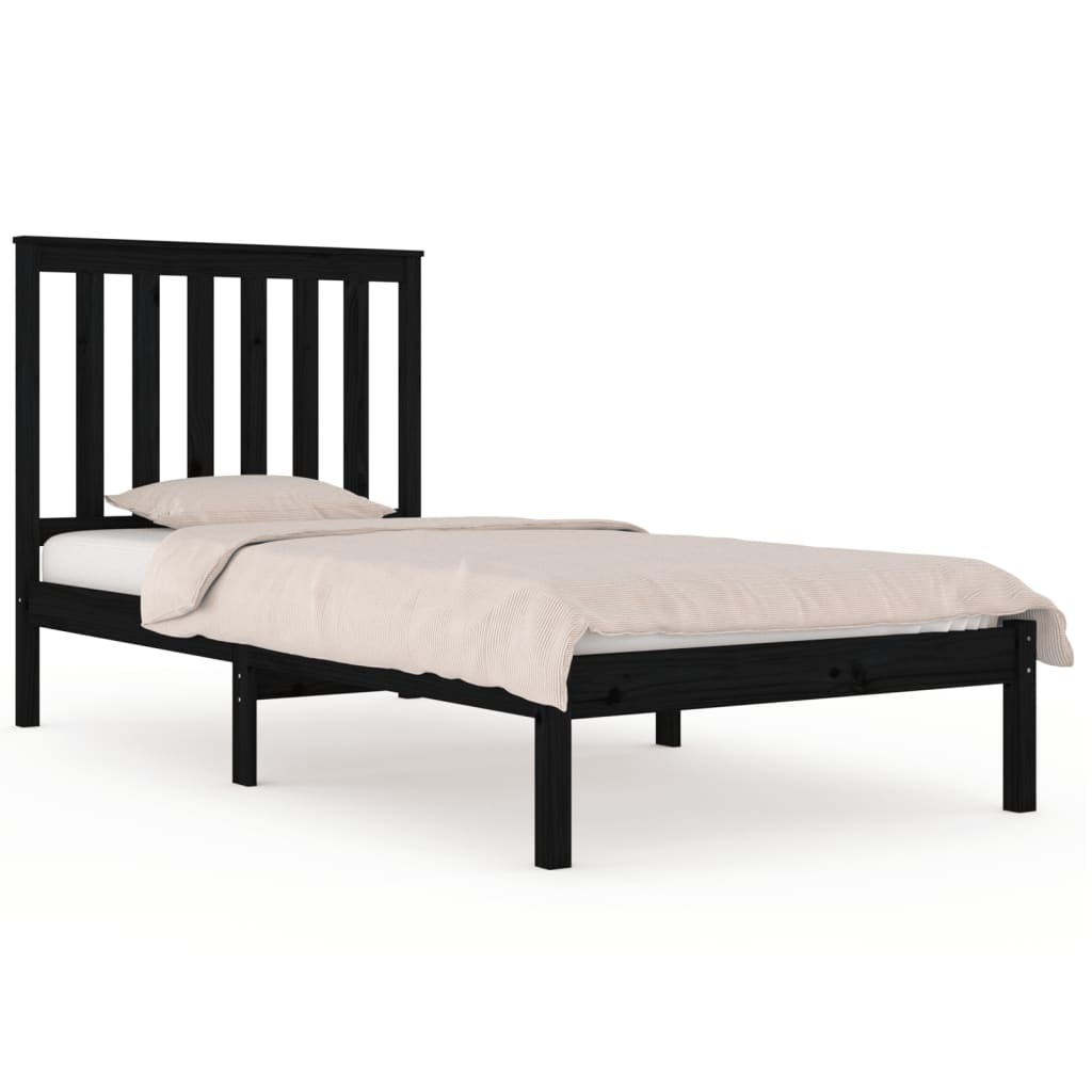 vidaXL Estructura de cama madera maciza de pino negro 75x190 cm