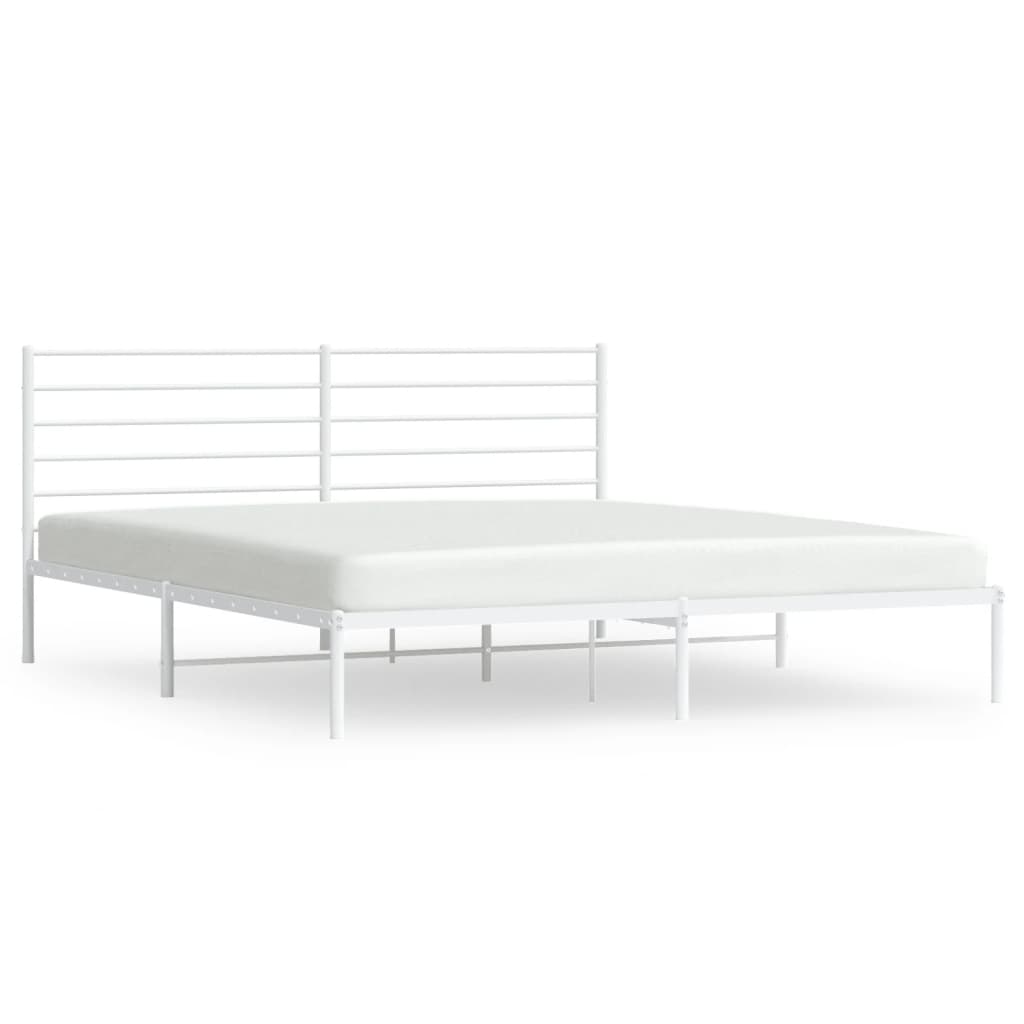 vidaXL Estructura de cama de metal con cabecero blanco 183x213 cm