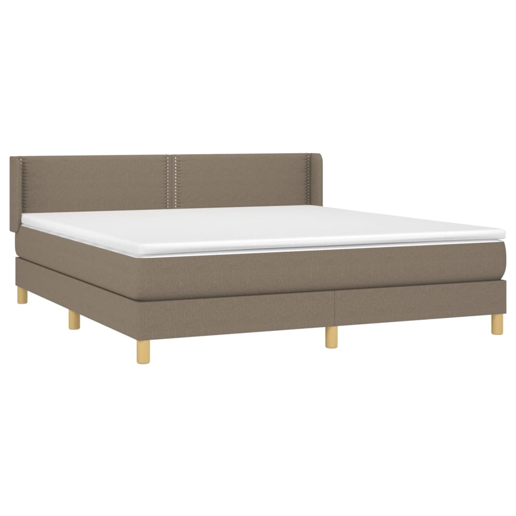 vidaXL Cama box spring con colchón tela gris taupe 160x200 cm