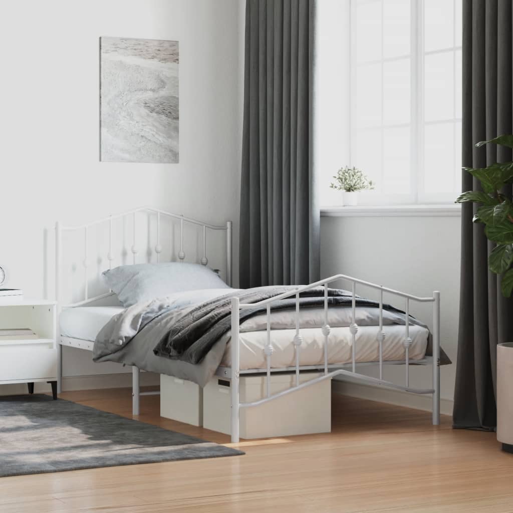 vidaXL Estructura cama sin colchón con estribo metal blanco 100x190 cm